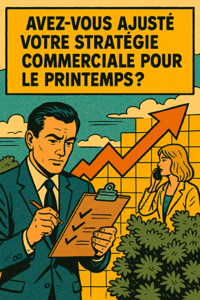 1970s comic-style illustration — spring business strategy, performance check and adjustments